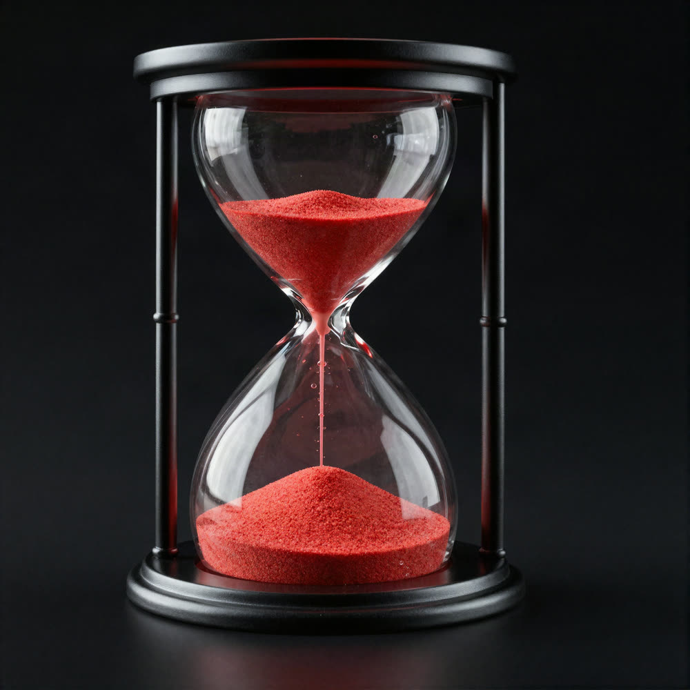 Reloj de arena cromado con arena roja